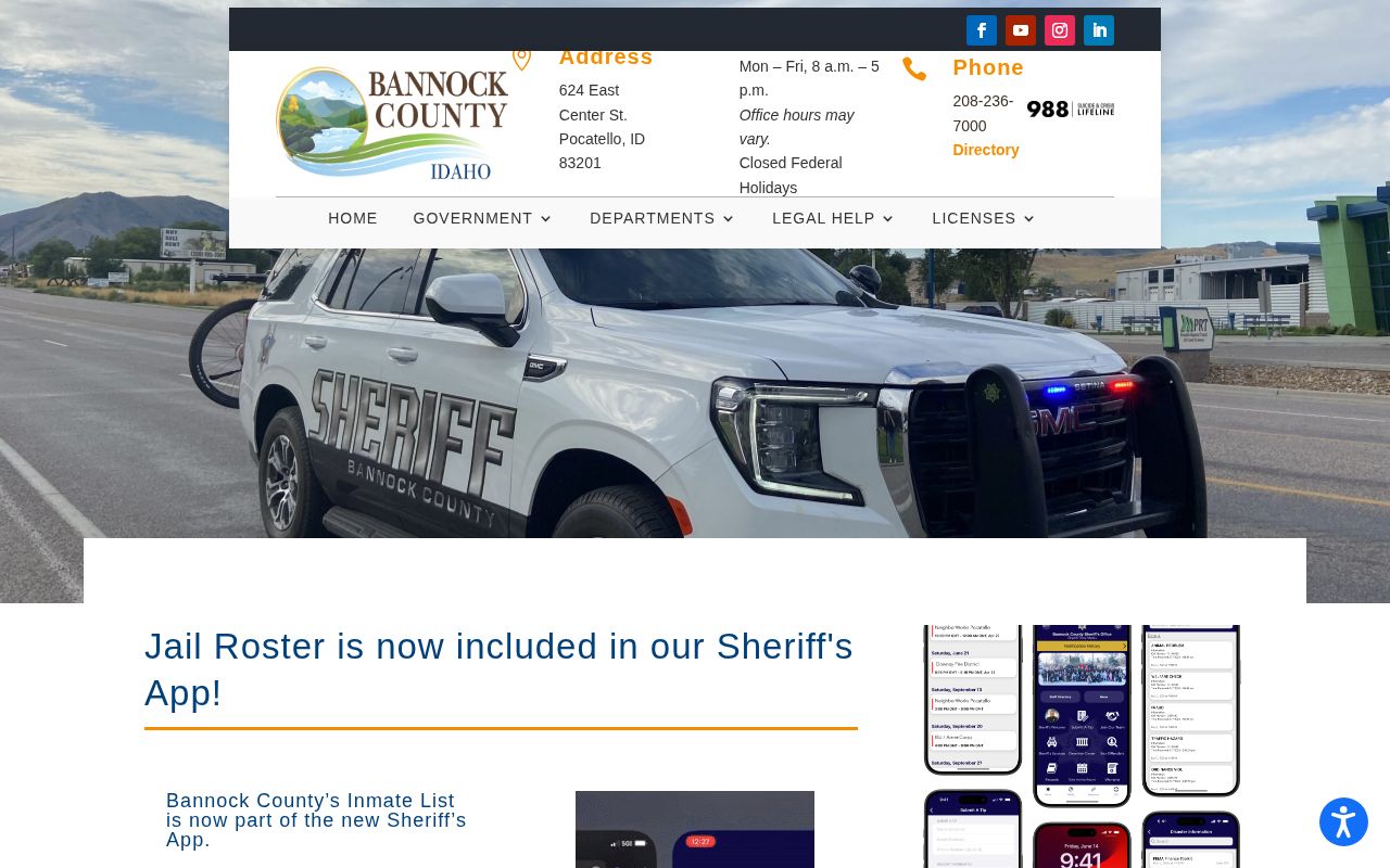 Bannock County app-only jail roster and busted mugshots access notice