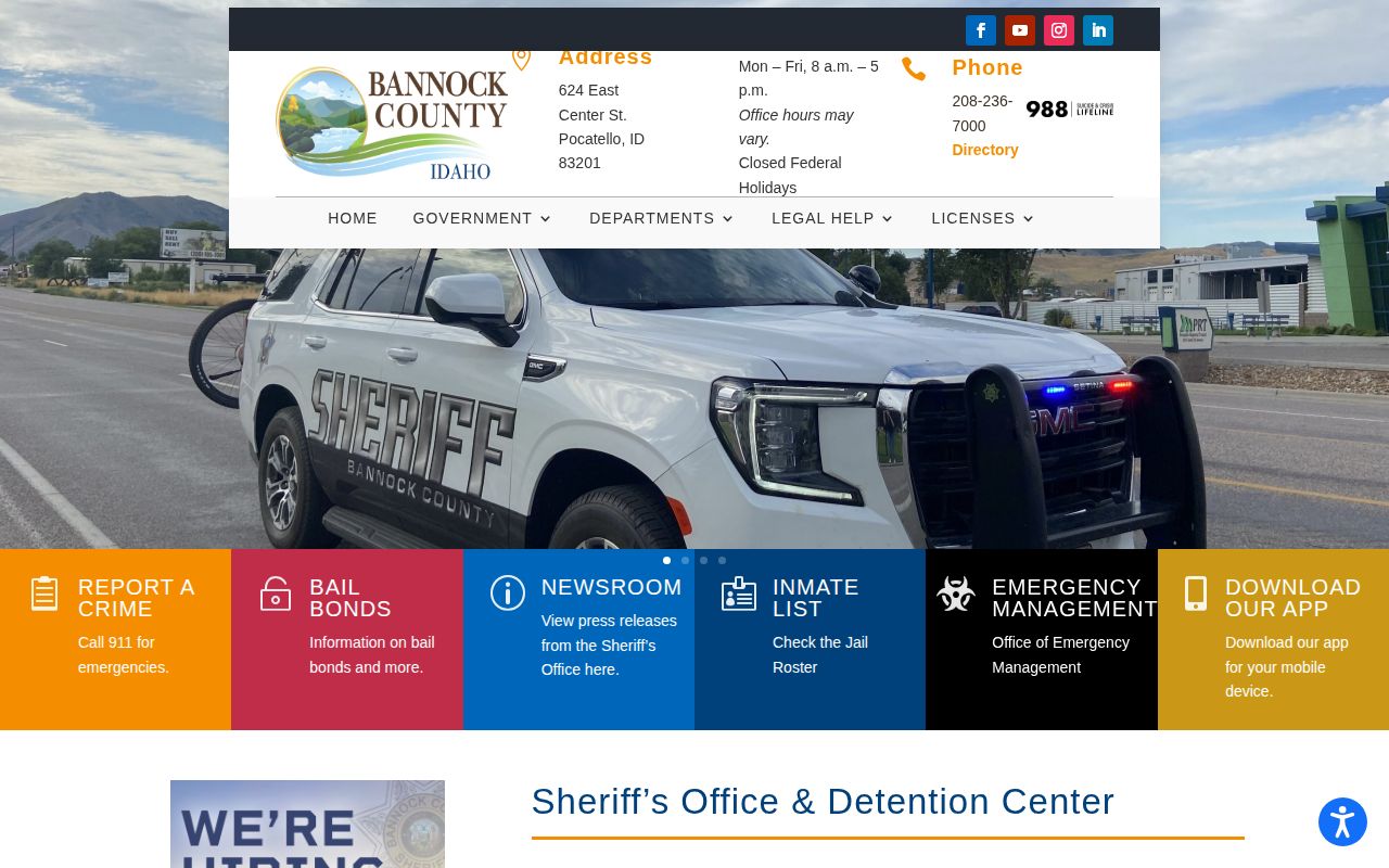 Bannock County Sheriff official records and busted mugshots source