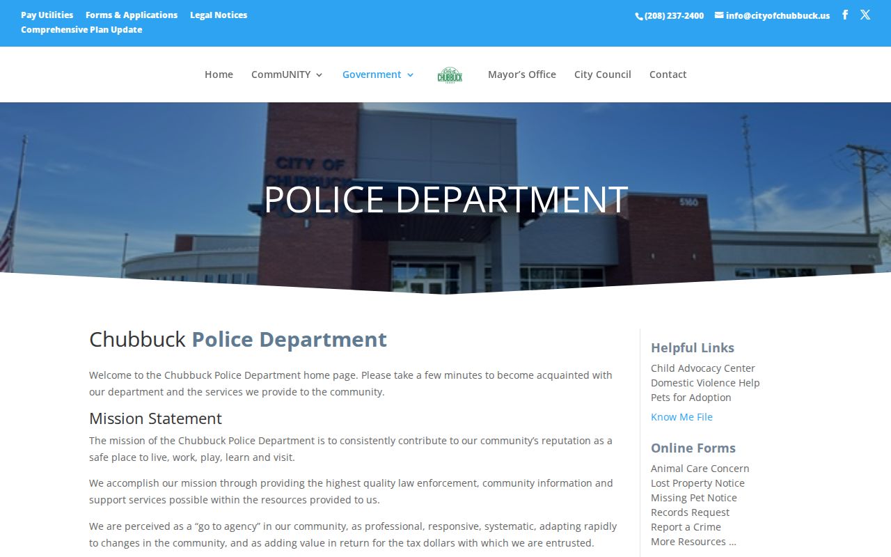 Chubbuck Police Department records source for Chubbuck busted mugshots